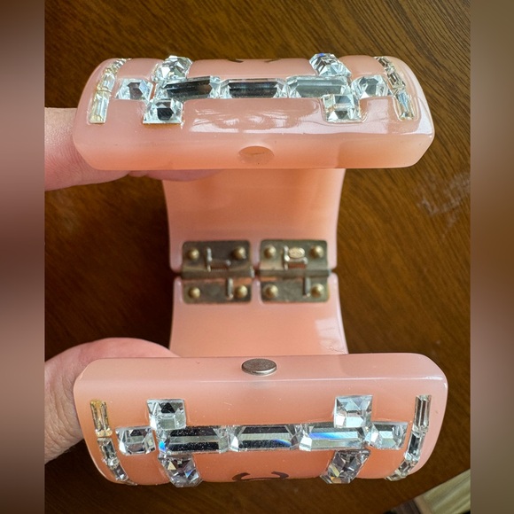 Chanel Pink Rhinestone Cuff Bracelet - Picture 4 of 8